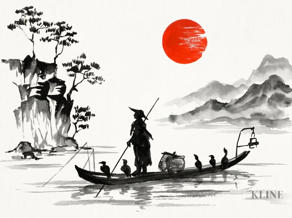 Red Sun Journey - Hand Painting