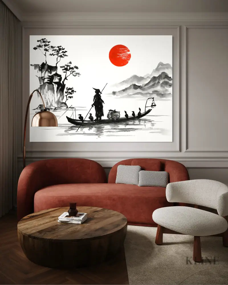Red Sun Journey - Hand Painting