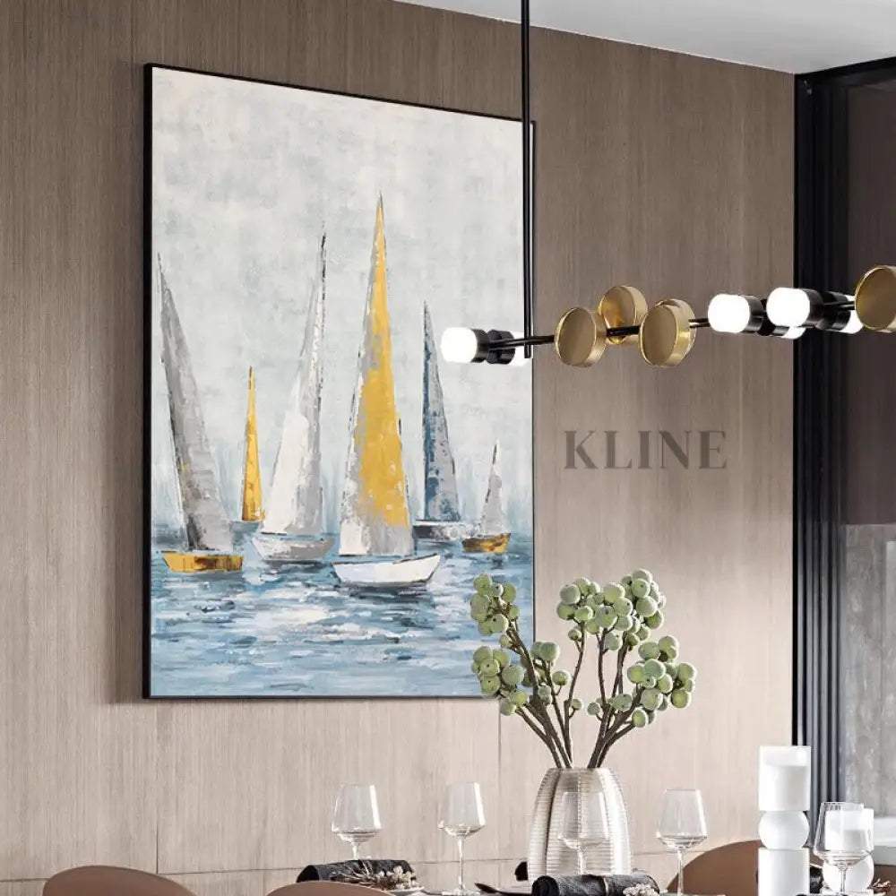 Regatta Seascape Oil Painting - Kline Collective