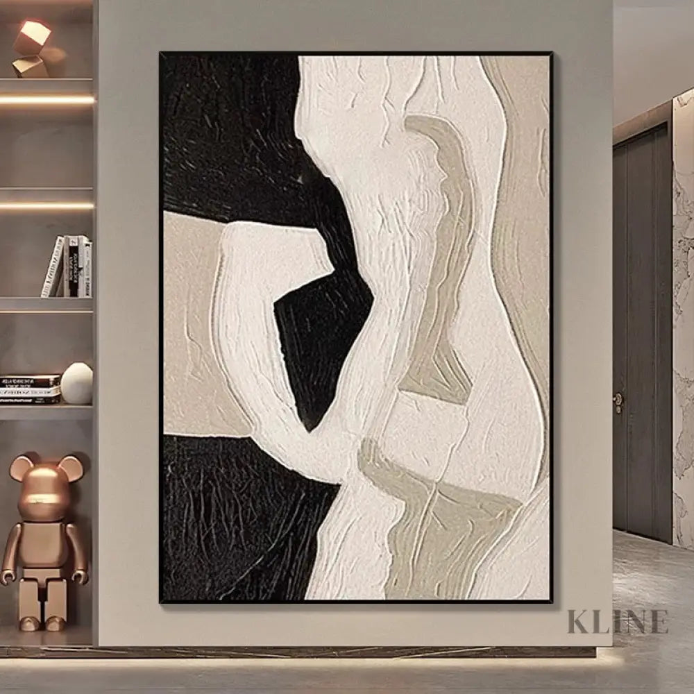 Rich Layers Textured Wall Art in Beige Black and Brown - Hand Painting