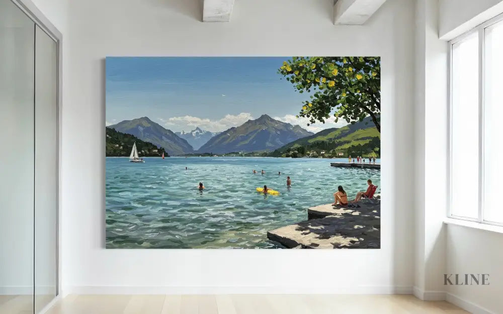 Sailboats and Swimmers - Hand Painting
