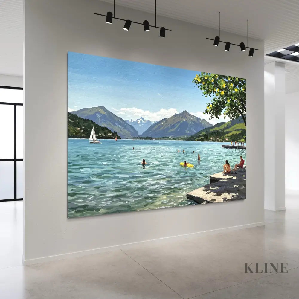 Sailboats and Swimmers - Hand Painting