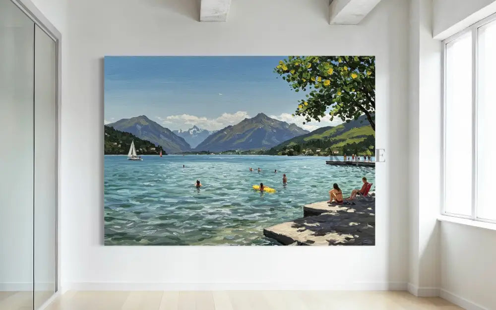Sailboats and Swimmers - Hand Painting