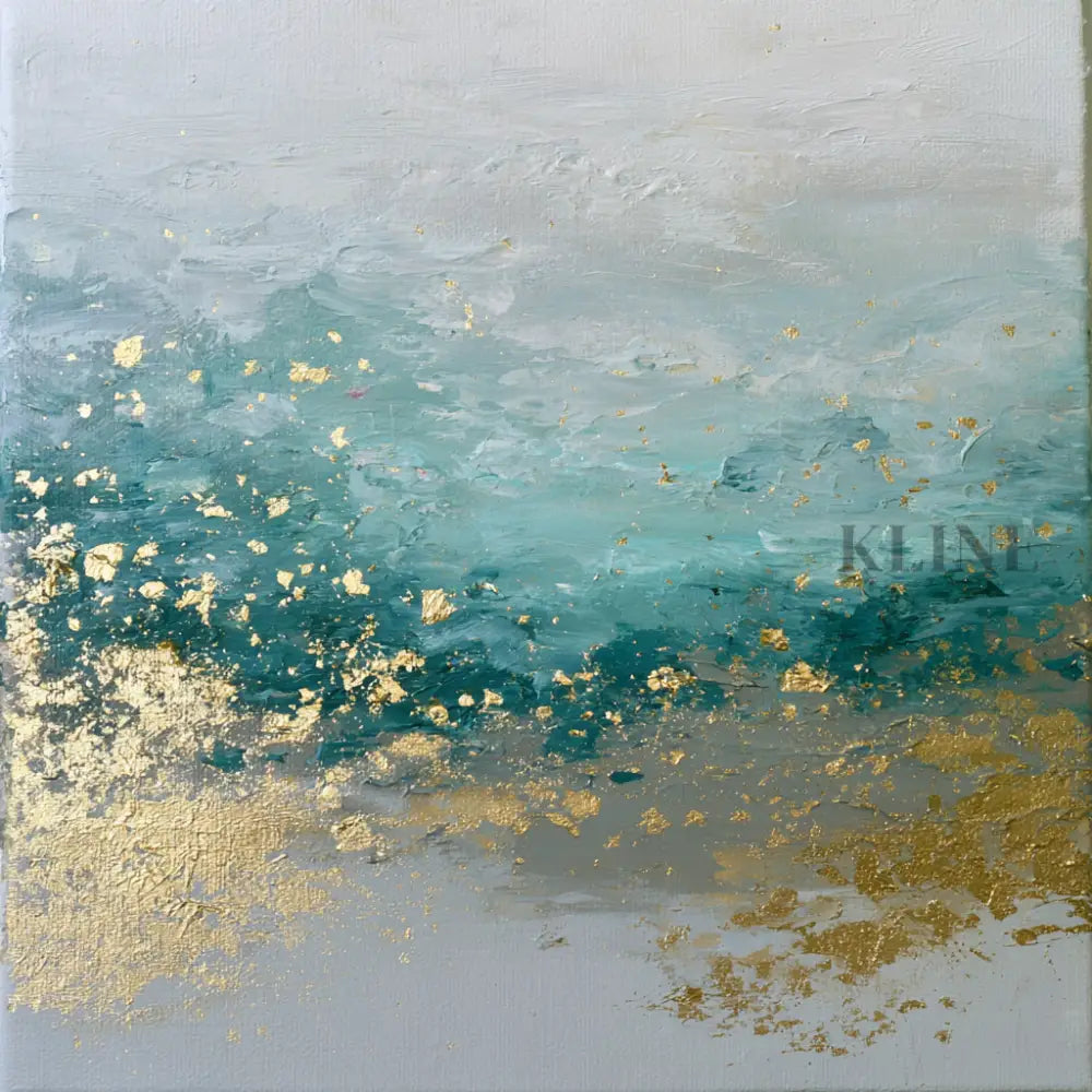 Seafoam and Gold Tide - Hand Painting