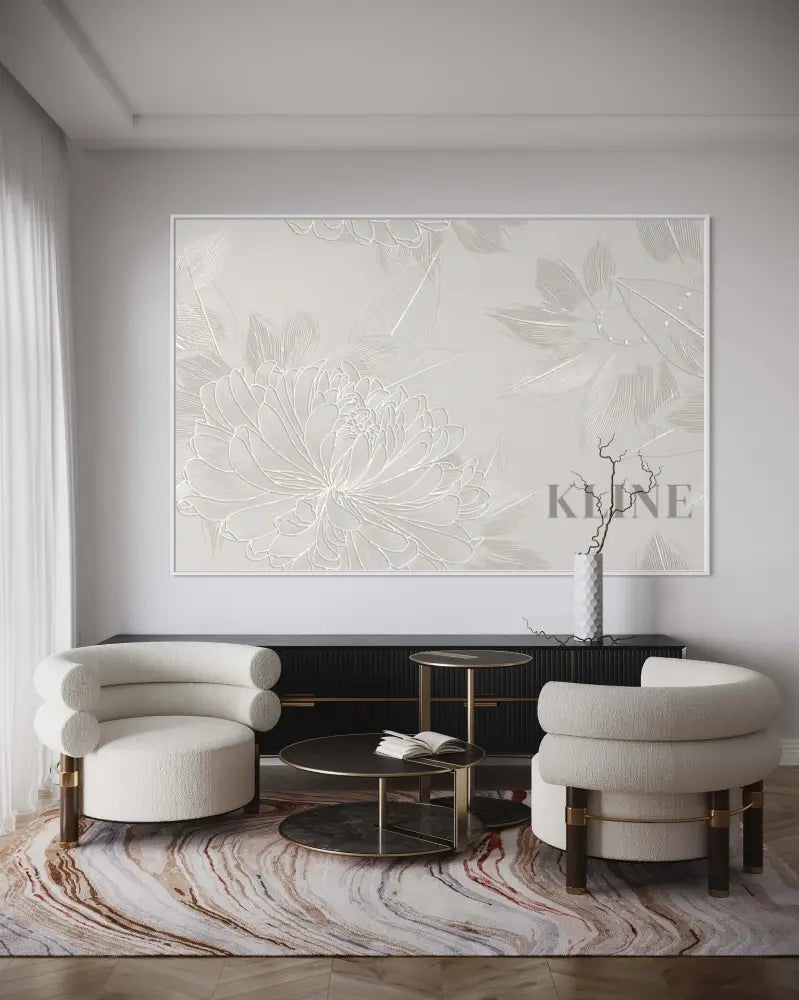 Silver Flowers - Hand Painting