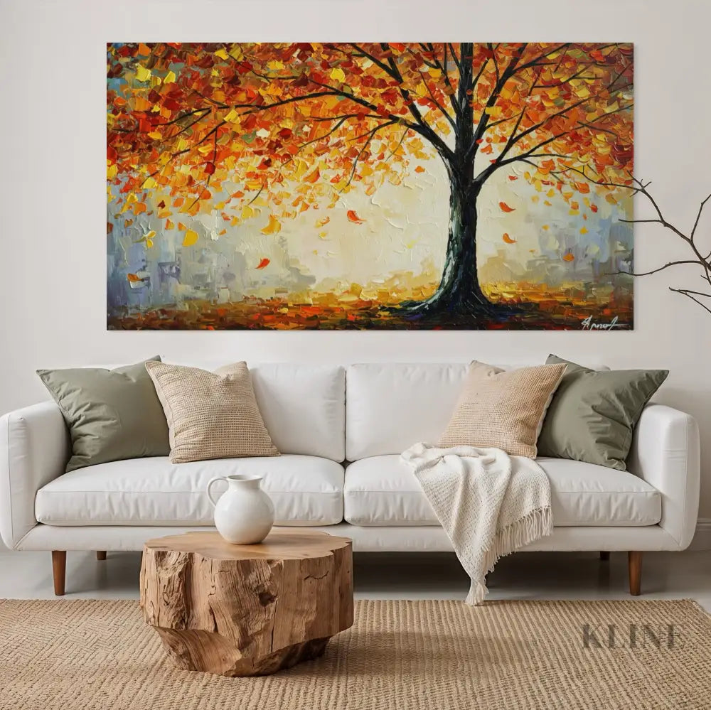 Sunlit Leaves Adrift - Hand Painting