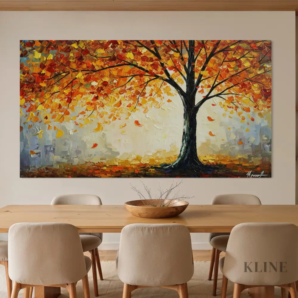 Sunlit Leaves Adrift - Hand Painting