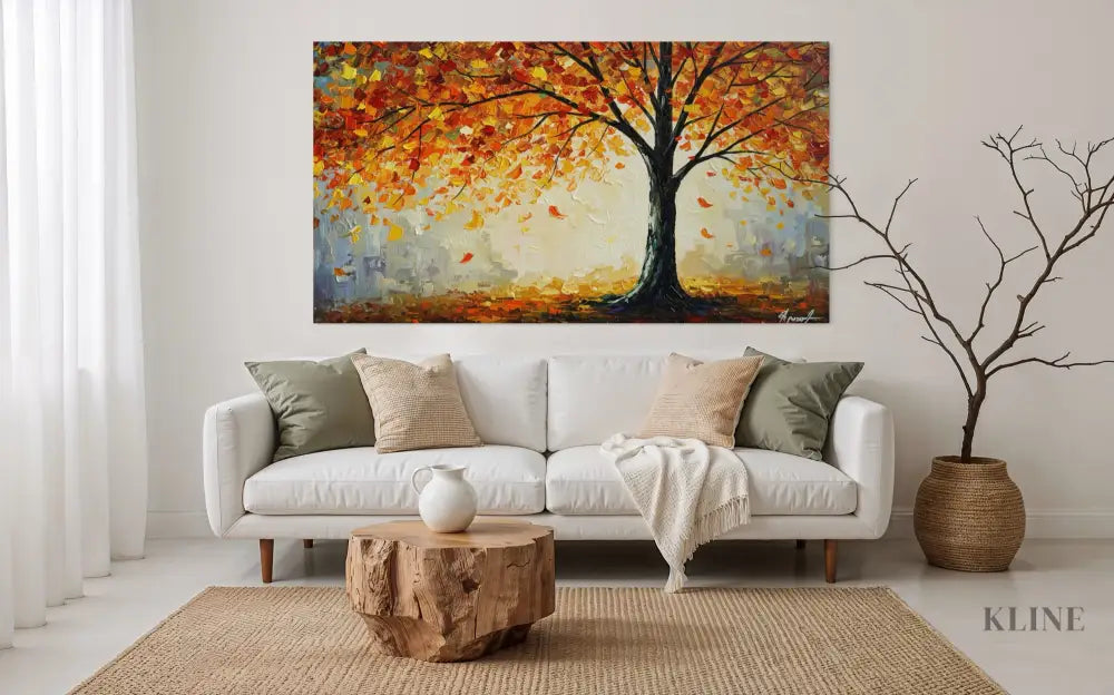 Sunlit Leaves Adrift - Hand Painting