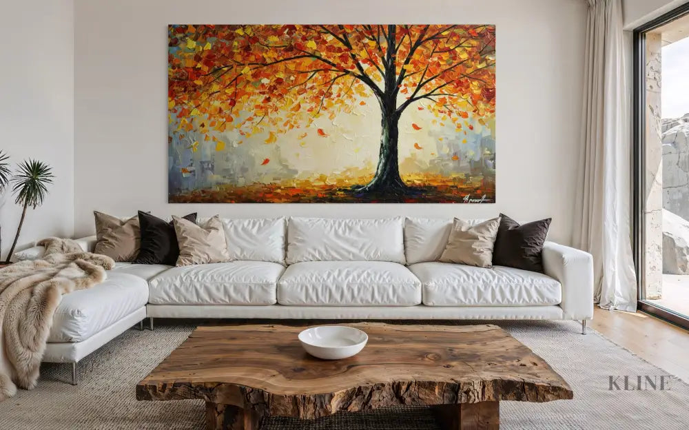 Sunlit Leaves Adrift - Hand Painting
