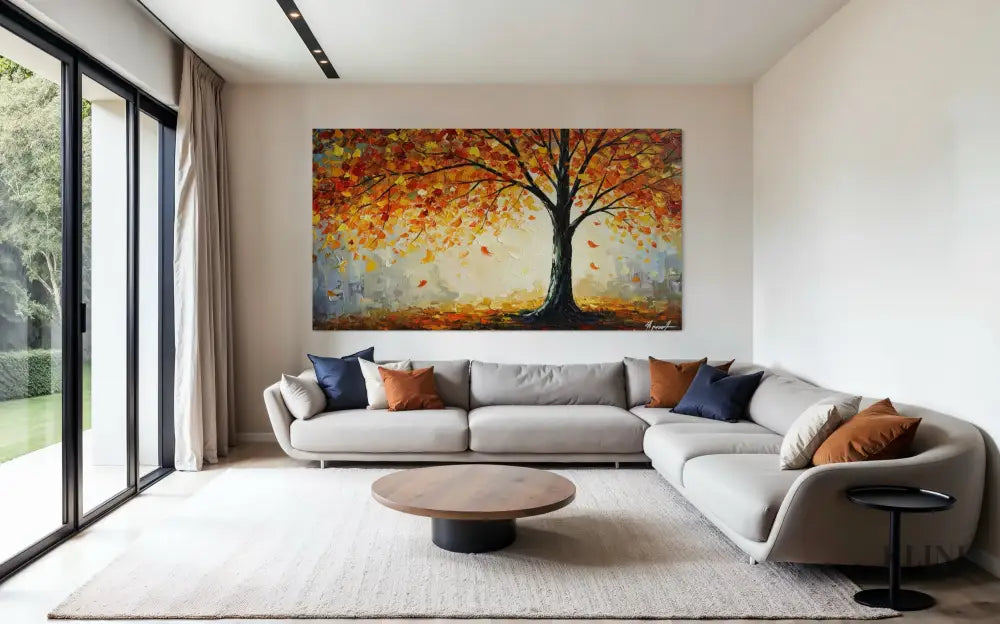 Sunlit Leaves Adrift - Hand Painting