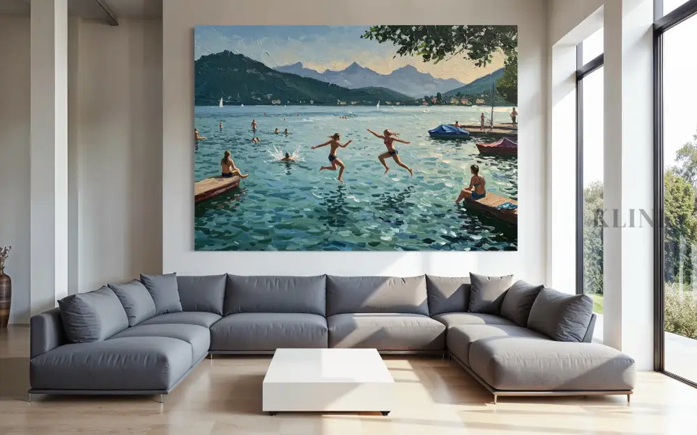 Swiss Lake Serenity - Hand Painting