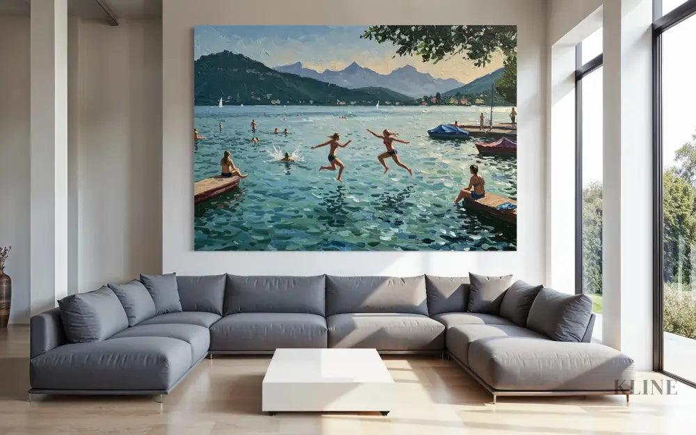 Swiss Lake Serenity - Hand Painting