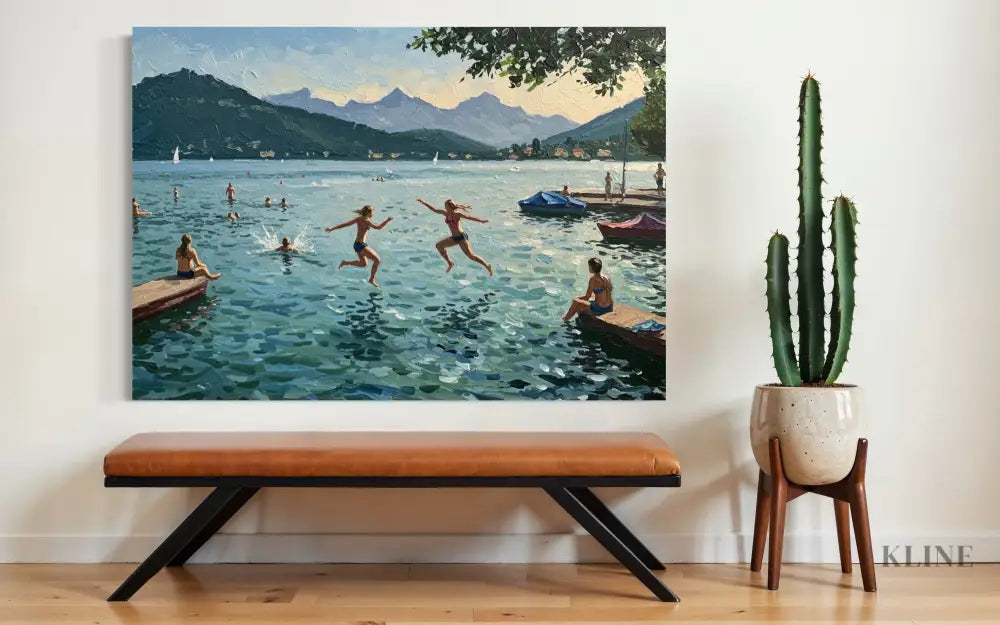 Swiss Lake Serenity - Hand Painting