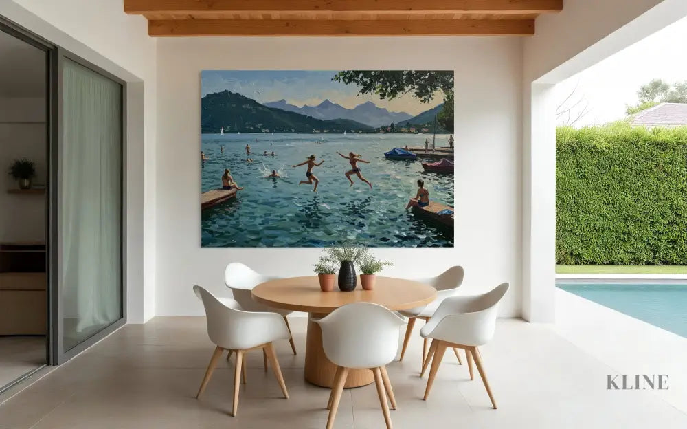 Swiss Lake Serenity - Hand Painting