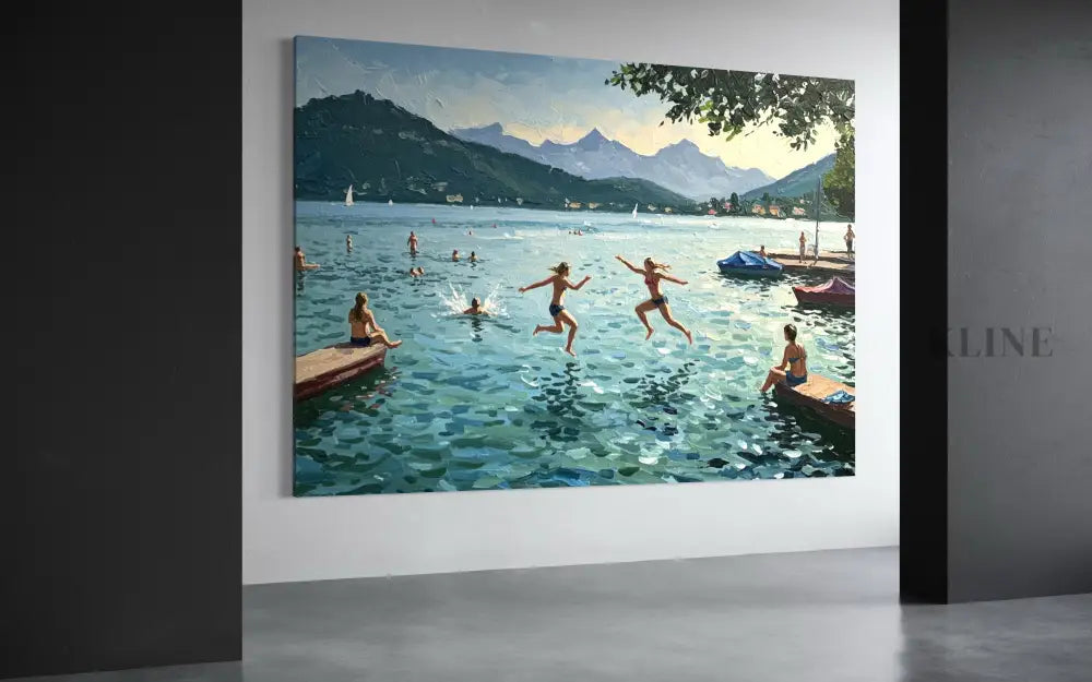 Swiss Lake Serenity - Hand Painting