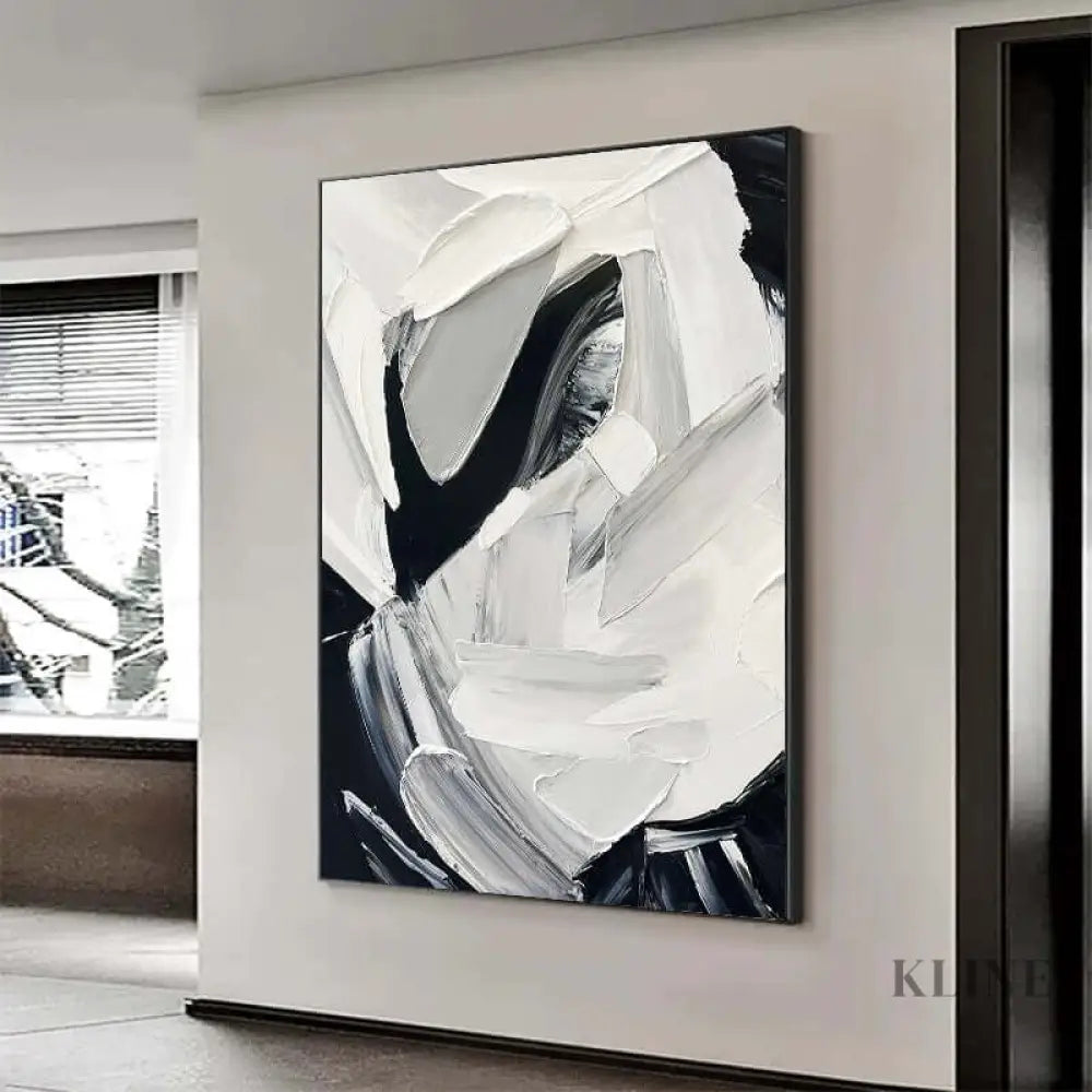 Textured Elegance White and Black Art - Hand Painting