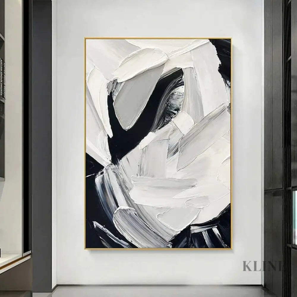 Textured Elegance White and Black Art - Hand Painting