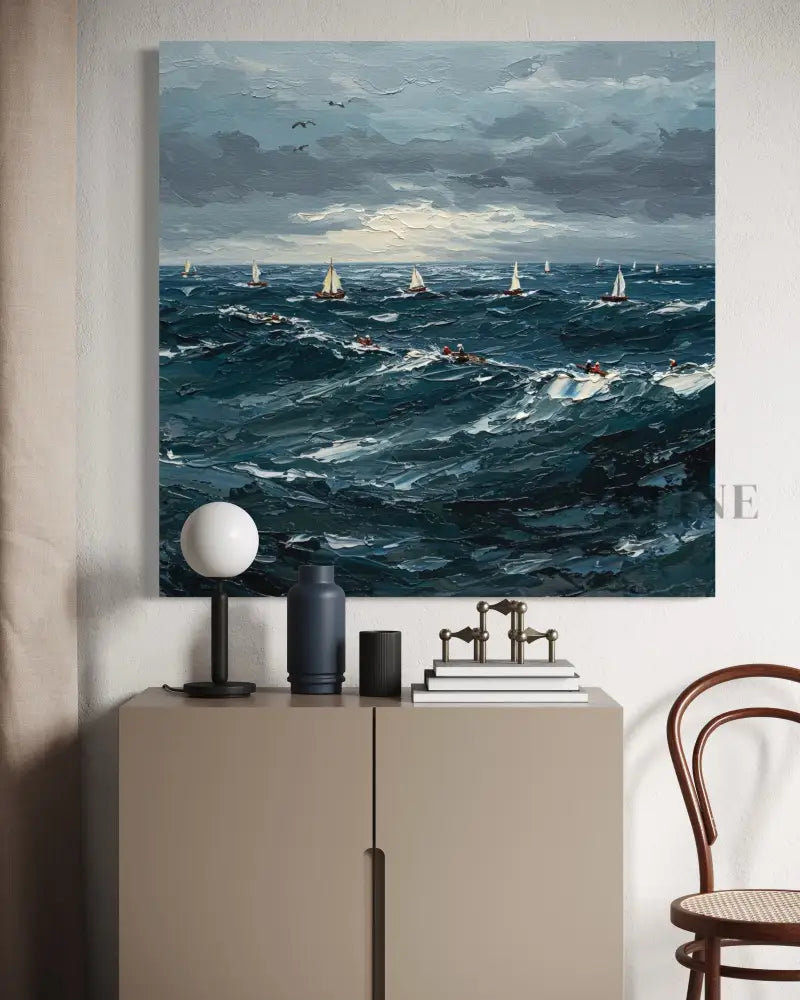 The Churning Sea - Hand Painting