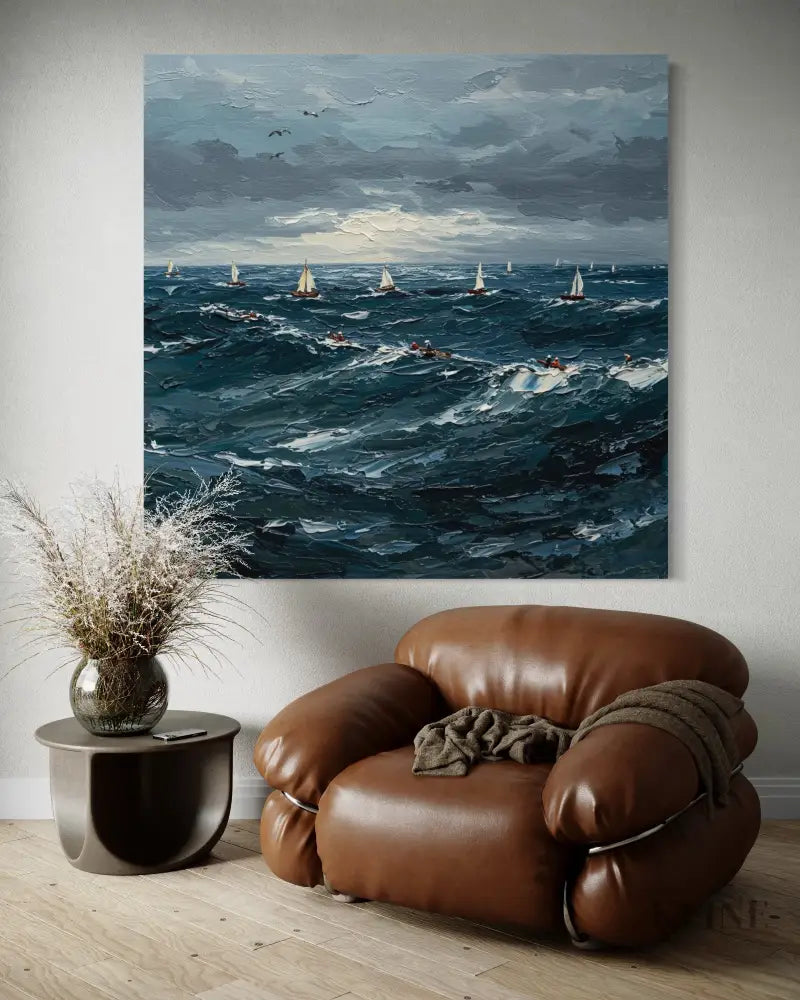 The Churning Sea - Hand Painting