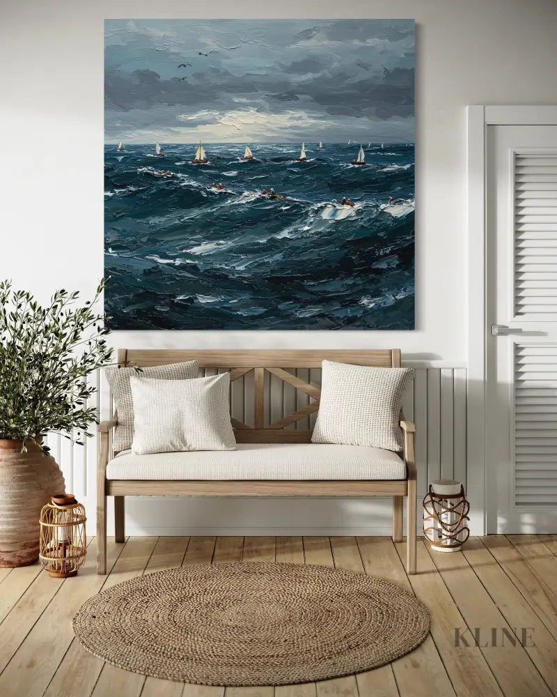 The Churning Sea - Hand Painting