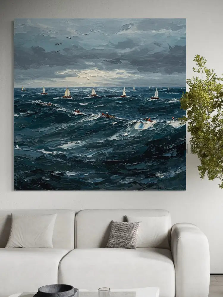 The Churning Sea - Hand Painting