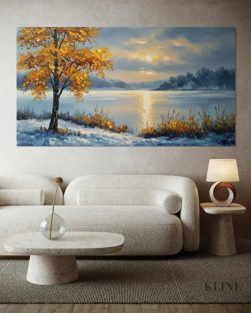 The Heart of Gold in Frozen Silence - Hand Painting