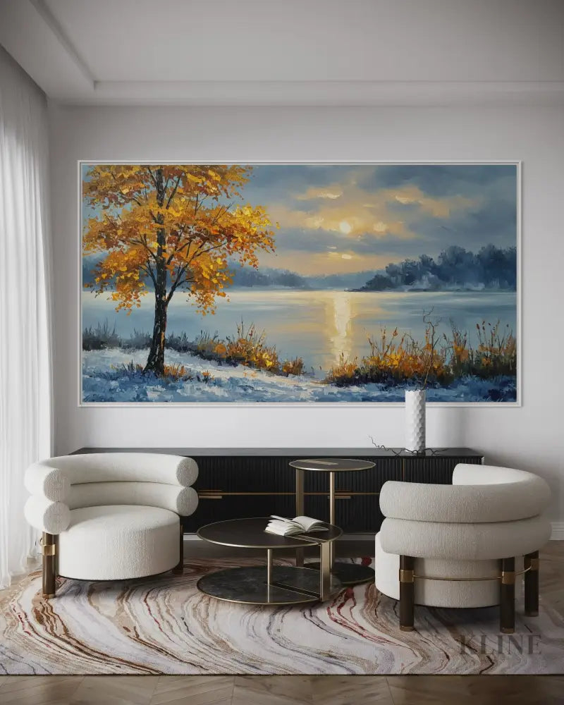 The Heart of Gold in Frozen Silence - Hand Painting