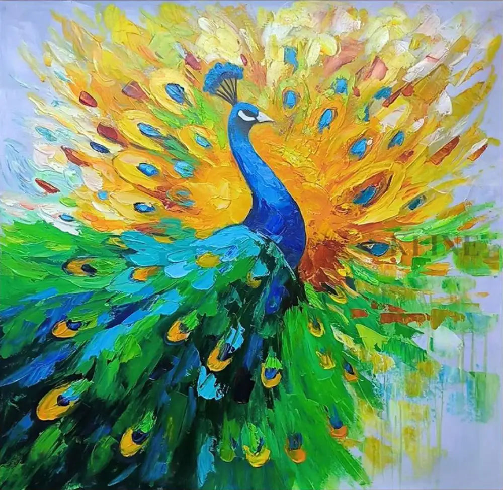 The Peacock Unfolds - Hand Painting