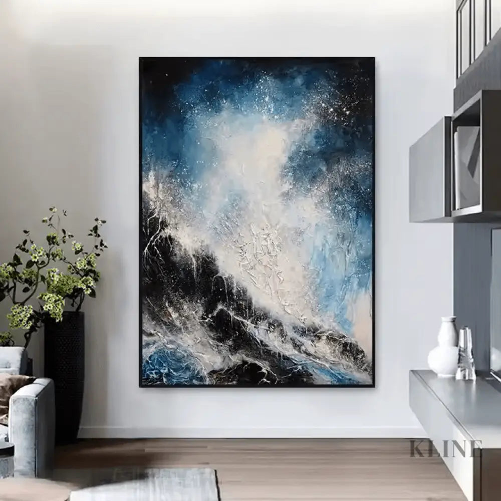 The Silver-Lit Blue Cosmos - Hand Painting