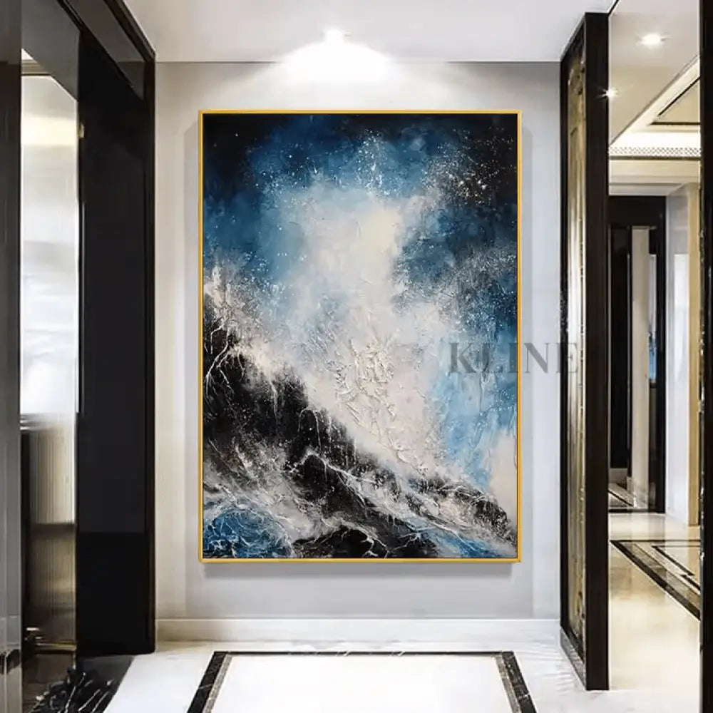 The Silver-Lit Blue Cosmos - Hand Painting