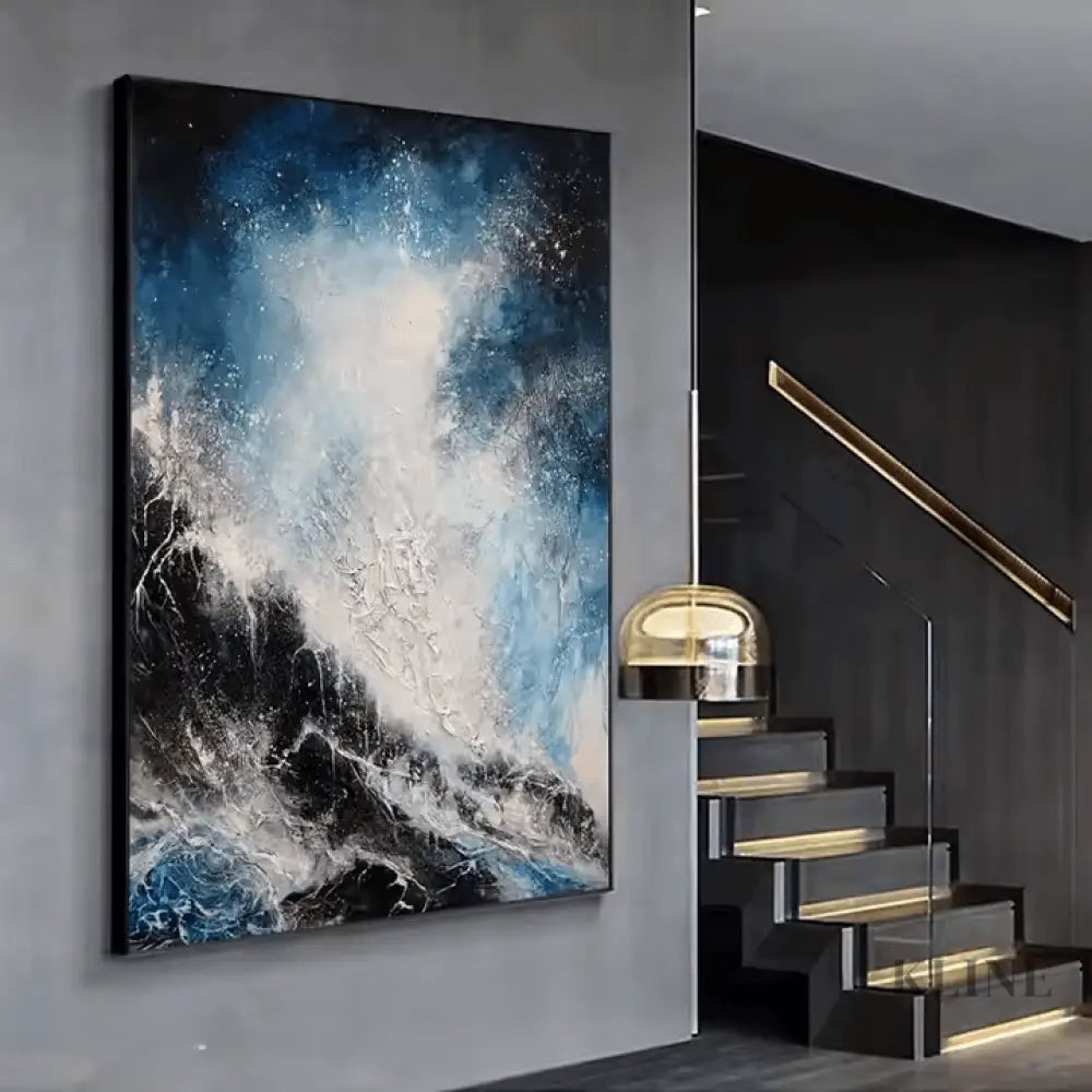 The Silver-Lit Blue Cosmos - Hand Painting