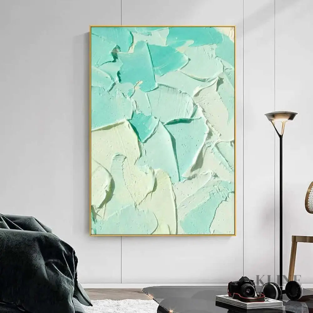 Turquoise Heavy Textured Painting - Hand Painting