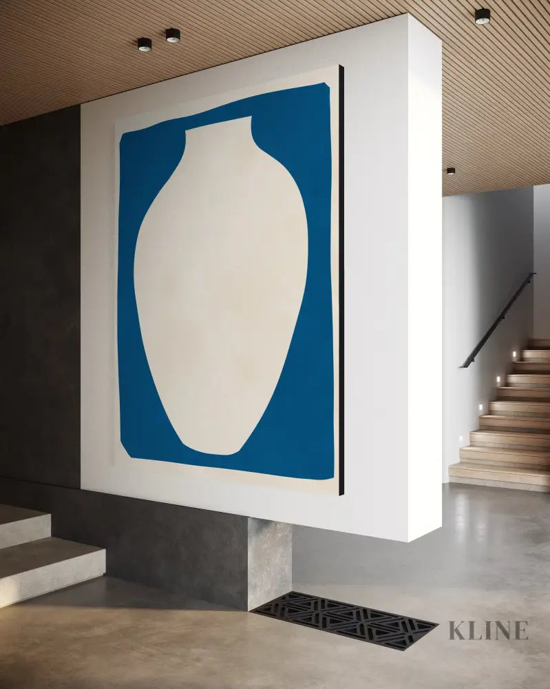Vase on Blue Background 2 - Hand Painting