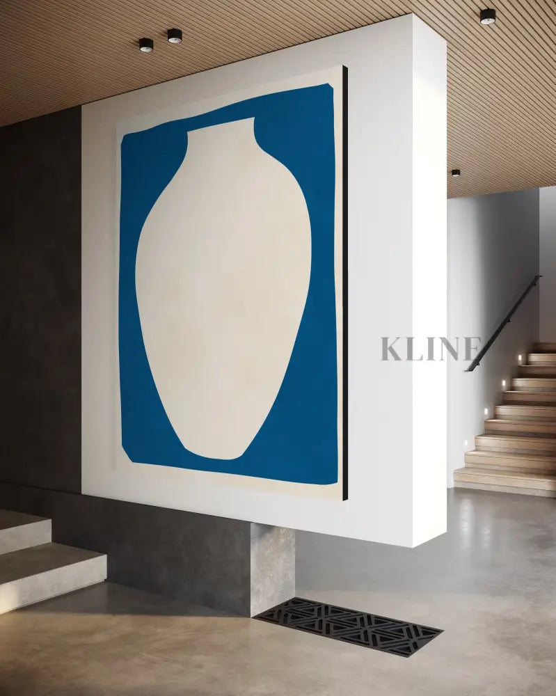 Vase on Blue Background 2 - Hand Painting