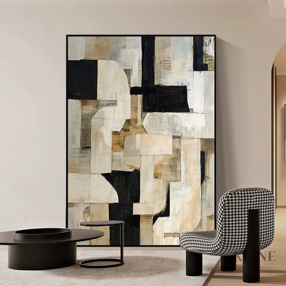Wabi-Sabi Abstract Art in Beige - Hand Painting