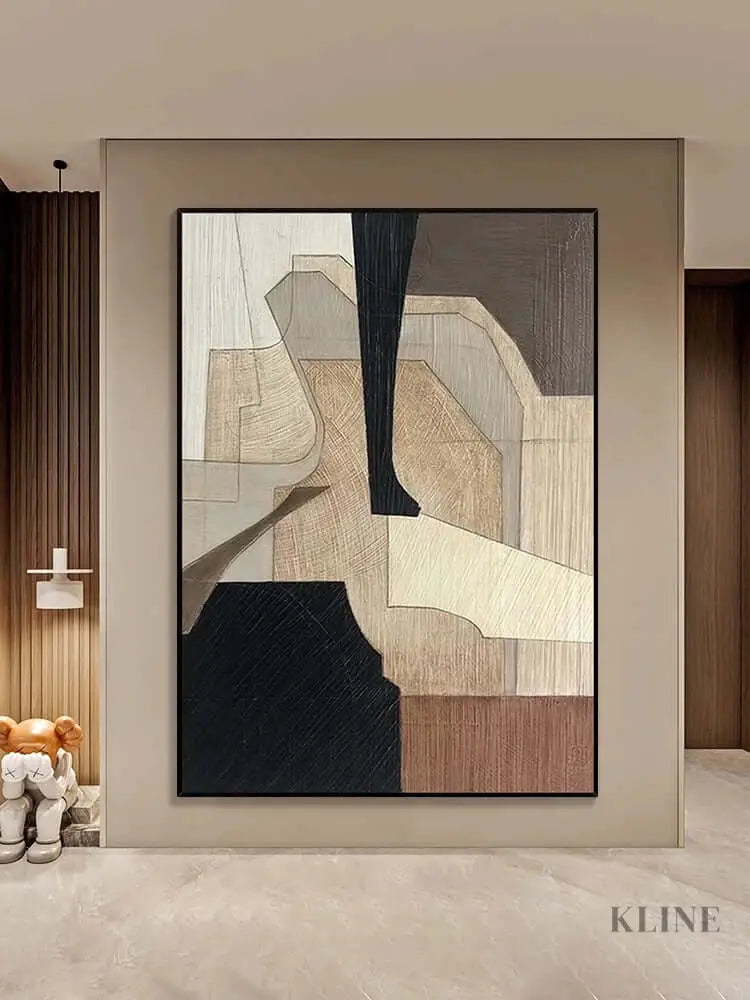 Wabi Sabi Beige Black Wall Art - Hand Painting