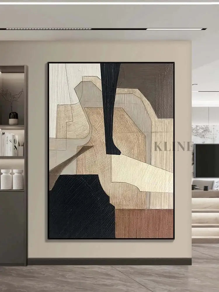 Wabi Sabi Beige Black Wall Art - Hand Painting
