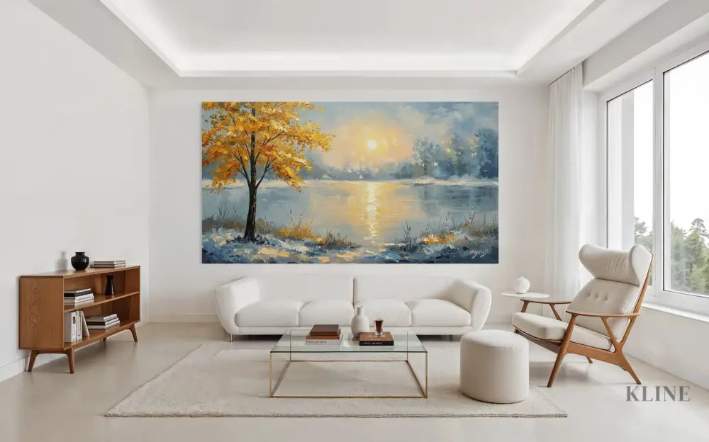 Where Golden Dreams Touch the Lake - Hand Painting
