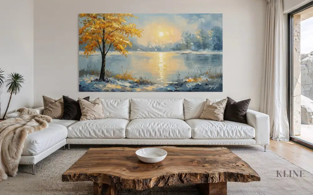 Where Golden Dreams Touch the Lake - Hand Painting