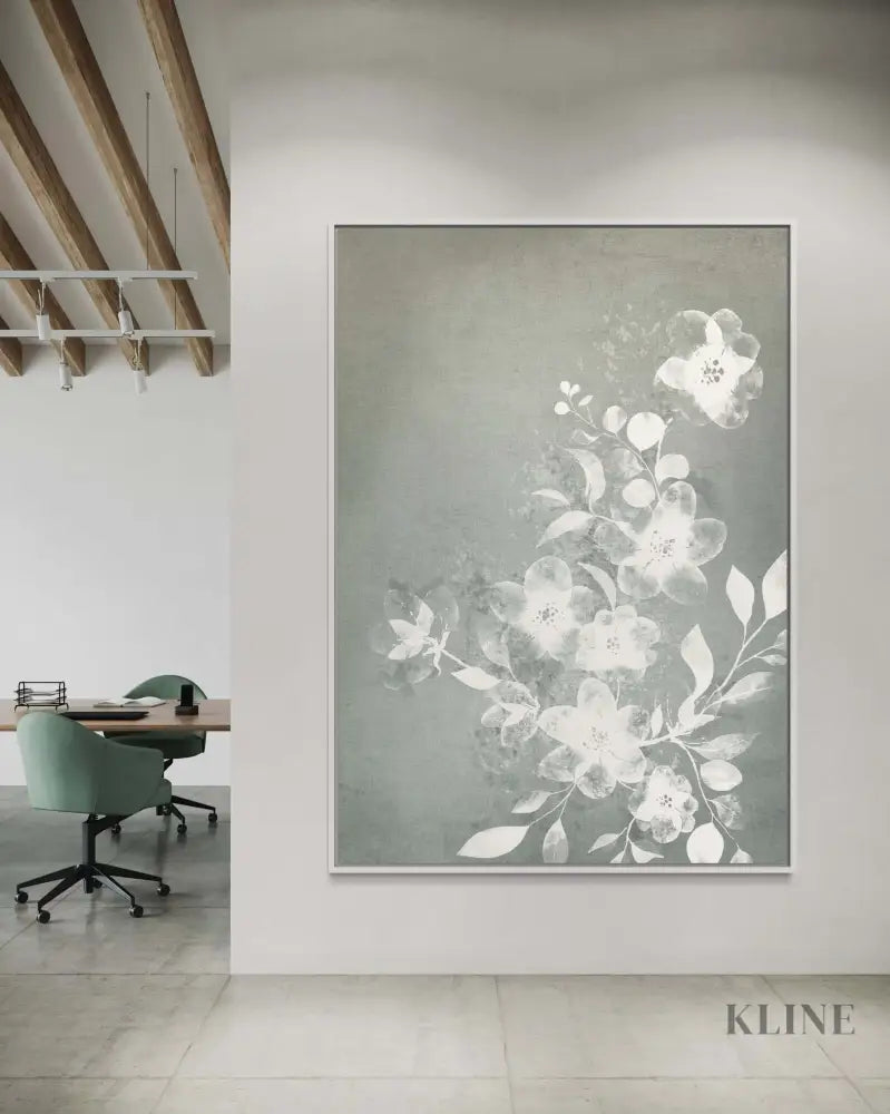 White and Blue Floral - Hand Painting