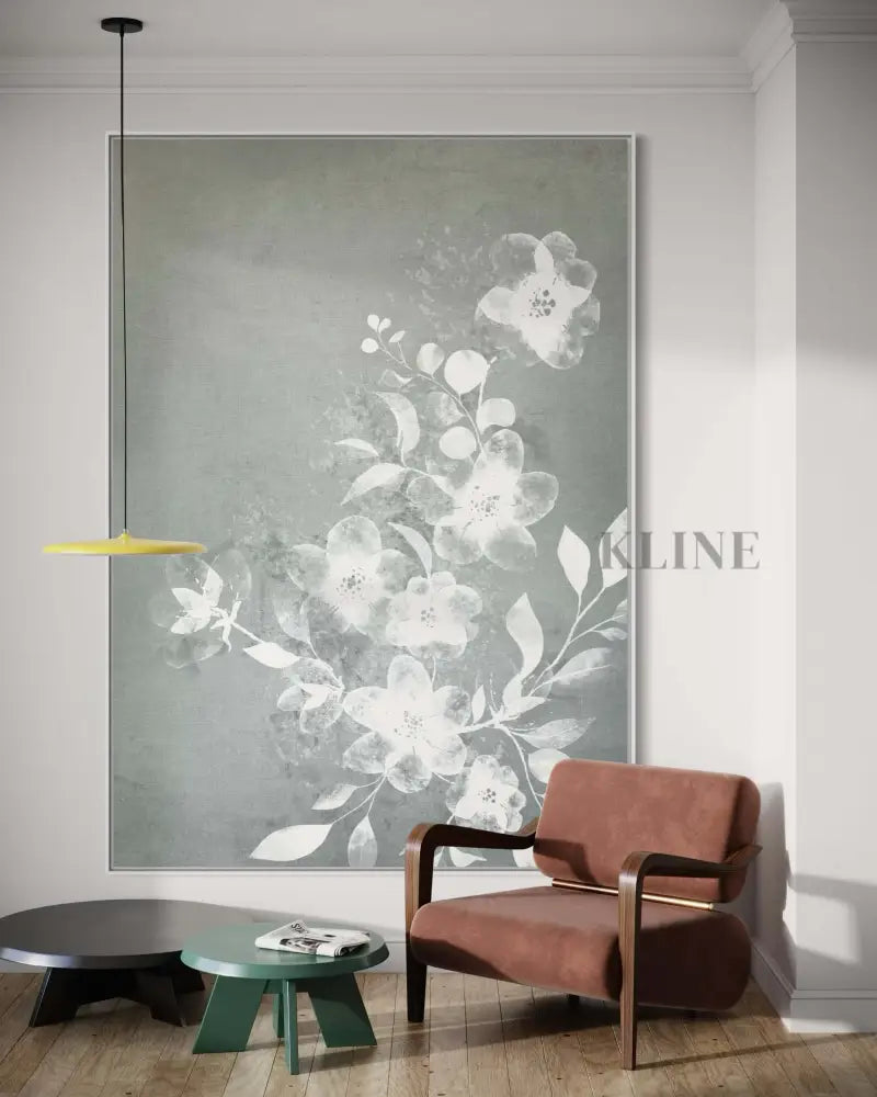 White and Blue Floral - Hand Painting