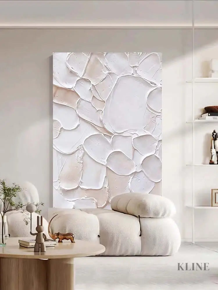 White and Pink Patches Style Textured Wall Art - Hand Painting