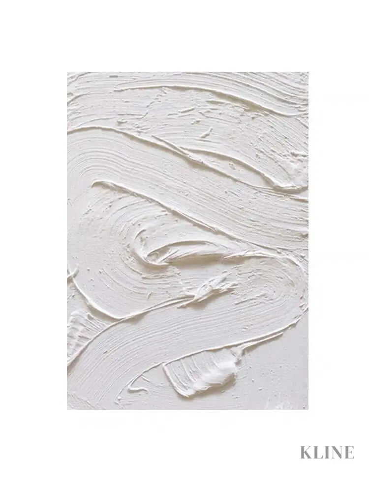 White textured oil painting featuring abstract brushstrokes showcasing minimalism and rich texture.