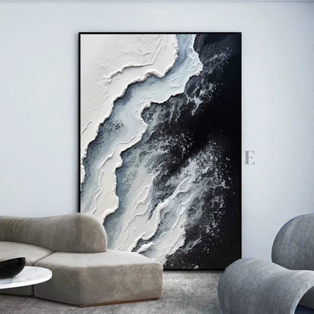 White Waves Textured Seascape Art - Hand Painting