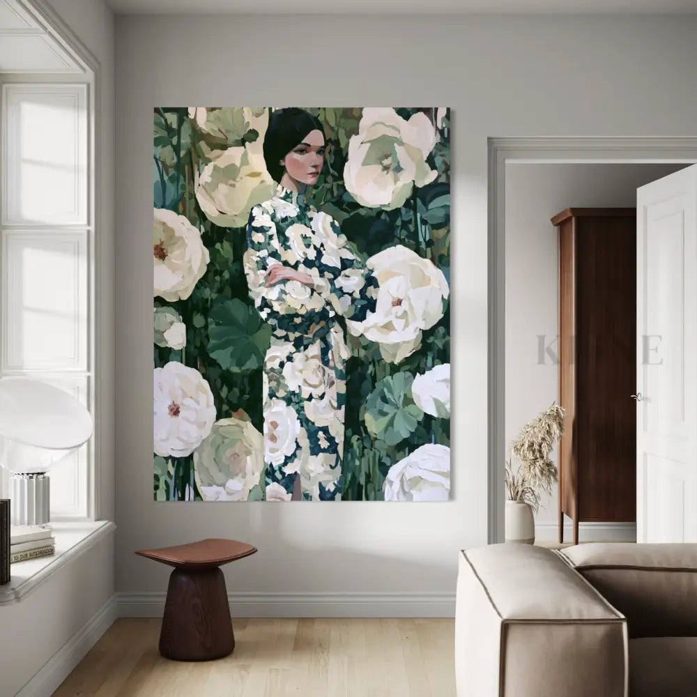 Woman in the Garden Dress - Hand Painting