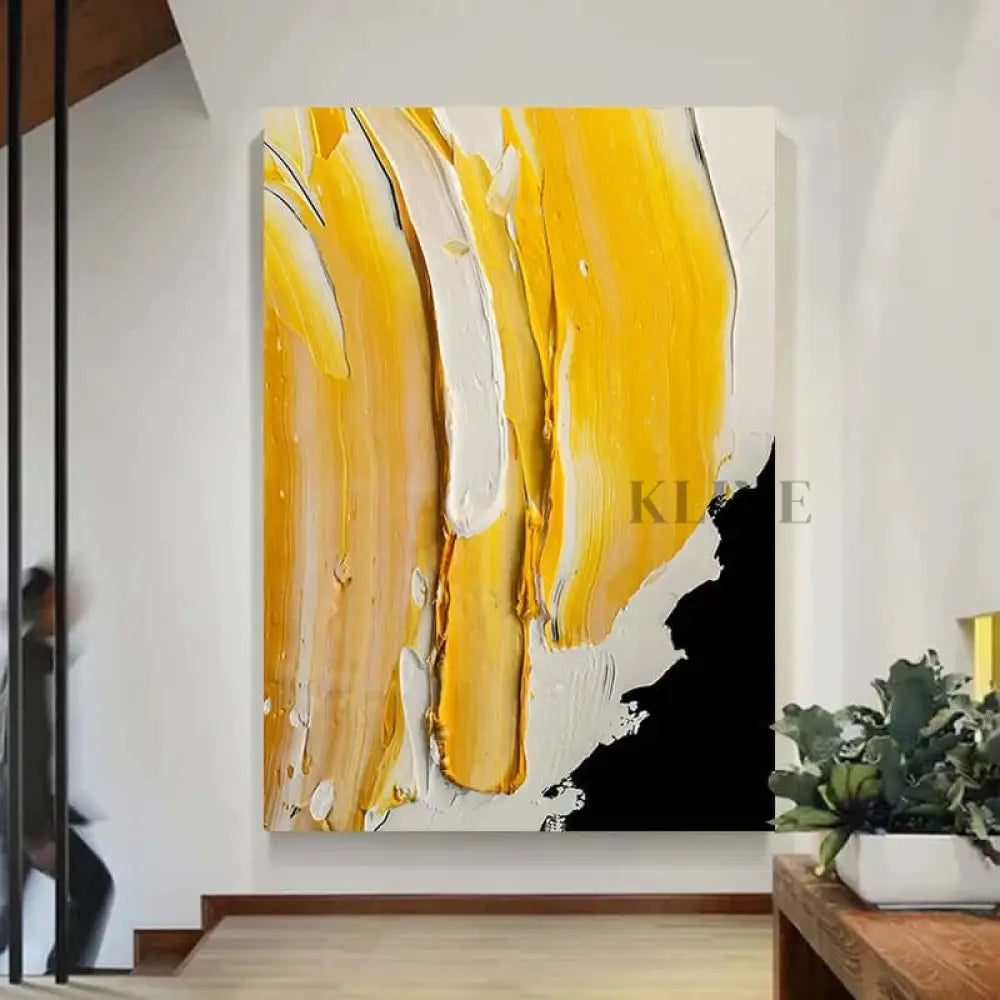 Yellow Textured Heavy Painting - Hand Painting
