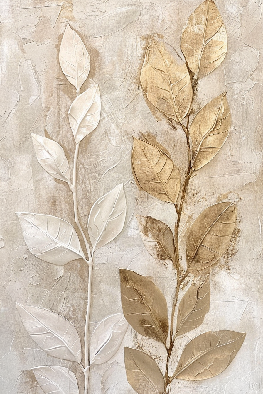Autumn Leaves Triptych - Hand Painting Luxury Wall Art