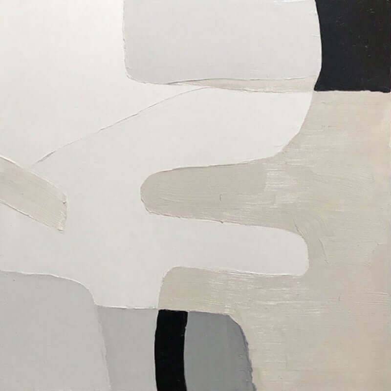 Cheers 2 Custom Size hand-painted abstract wall art by Kline Collective, showcasing soothing shades of white and gray. Cream Wall Art