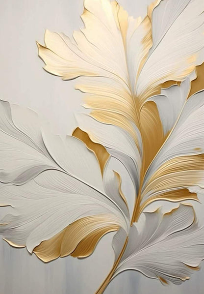 Golden Floral Diptych - Hand Painting