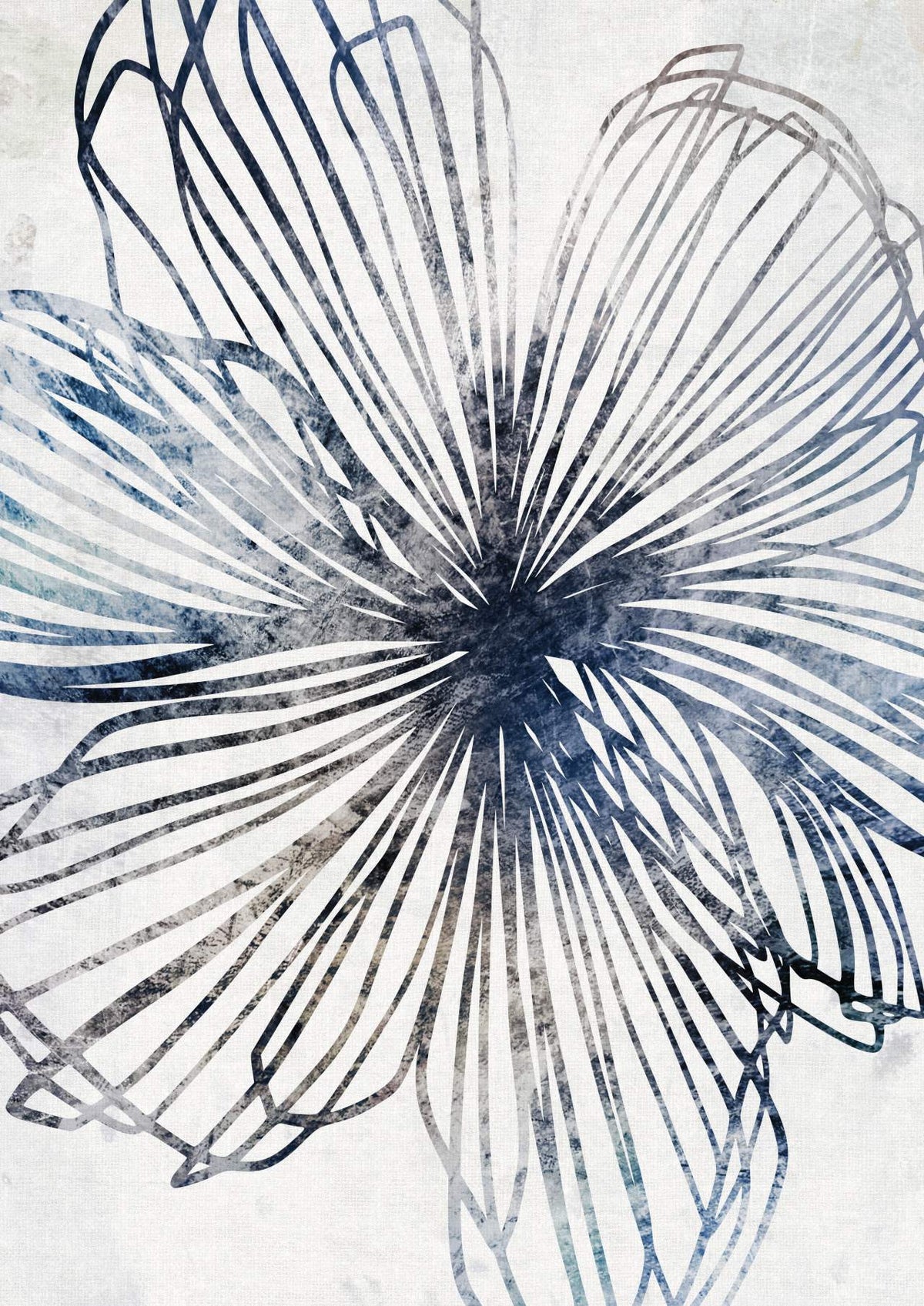 Blue Striped Floral - Hand Painting 